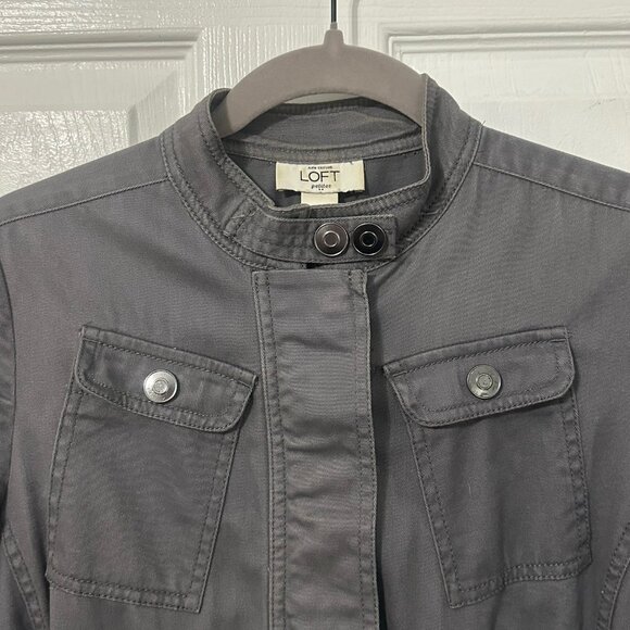 LOFT Grey Military Style Light Jacket - Picture 8 of 8